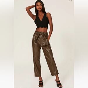 Marissa Webb Collective Olive Green Tie Front Faux Leather Pants